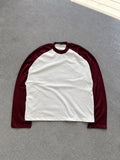 Longsleeve Raglan Bianca e Bordeaux